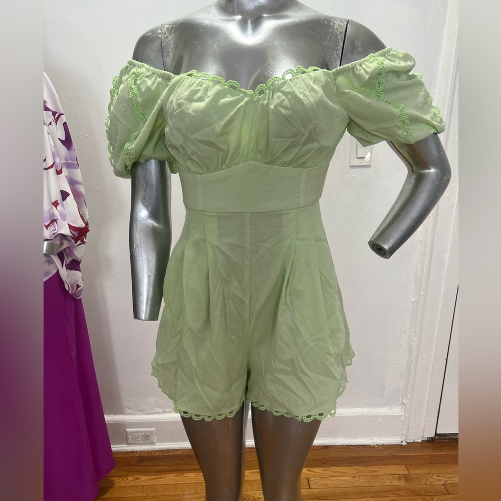 Light Green Off-Shoulder Romper